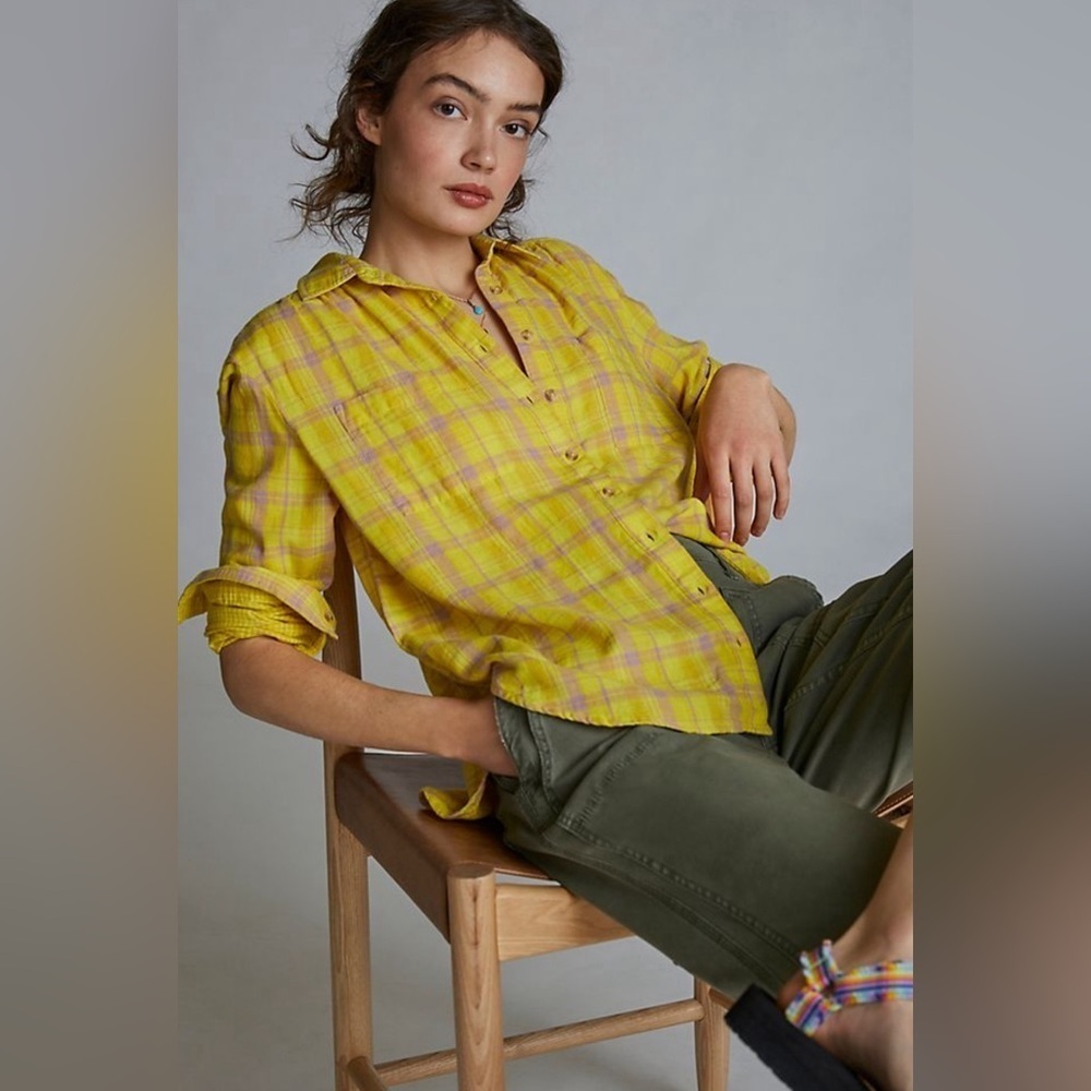 Yellow Plaid Button Down Shirt